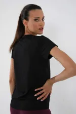 Tommylife Wholesale Black Basic Short Sleeve Standard Fit O Neck Women's T-Shirt - 97144