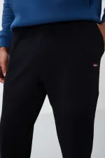 Tommylife Toptan Lacivert Klasik Cepli Standart Kalıp Manşetli Erkek Eşofman Alt - 84652