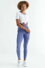 Leggings pour femmes Tommylife, taille haute, coupe slim, imprimé logo violet - 94627