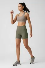 Leggings courts motardes taille haute coupe slim kaki pour femmes Tommlife Wholesale - 91017