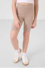Leggings basiques Tommylife en coton, coupe standard, jambes courtes, pour filles, réf. 75188, beige foncé