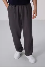 Tommylife Toptan Yüzeyi Dokulu Rahat Form Palazzo Erkek Pantolon 82163 Koyu Gri