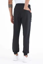 Tommylife Toptan Siyah Erkek Basic Cepli Bağcıklı Rahat Form Lastik Paça Eşofman Altı - 84826