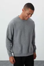 Sweat-shirt basique Tommylife à col rond et coupe décontractée pour homme, gris chiné, référence 88418