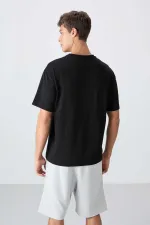 Tommylife Toptan O Yaka Oversize Baskılı Erkek T-Shirt 88334 Siyah