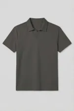 T-shirt polo kaki Tommylife pour homme, coupe confortable, texture douce, col polo - 88496