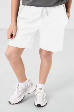 Tommlife Toptan Ekru Standart Fit Bağcıklı Erkek Çocuk Şort  - 11284