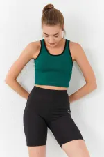 Débardeur court vert basique sans manches à col en U pour femme Tommylife Wholesale - 97162