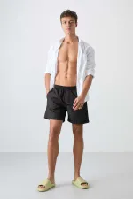 Tommylife Toptan Siyah Belden Lastikli Standart Kalıp Erkek Deniz Şortu - 81237