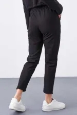 Tommylife Toptan Siyah Yüksek Bel Jogger Rahat Form Dar Paça Kadın Eşofman Alt - 94566