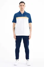 Tommylife Wholesale White Gradient Polo Collar Standard Fit Men's T-Shirt - 88238