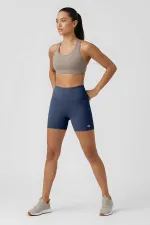 Leggings courts motardes taille haute coupe slim indigo pour femmes Tommlife Wholesale - 91017