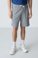 Tommylife Toptan Comfort Fit Basic Erkek Şort 81278 Gri Melanj