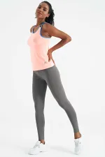 Débardeur de sport pour femme Tommylife, rose pâle, dos à double bretelle, coupe standard - 97258