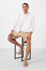 Short chino extensible léger, coupe standard, tissé, Tommylife Wholesale, beige foncé, référence 81289