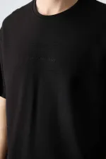 Tommylife Toptan O Yaka Oversize Basic Erkek Şort Takım 85257 Siyah