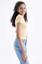 Tommylife Wholesale Orange Basic Short Sleeve Crew Neck Women's T-Shirt - 97202