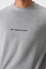 Tommylife Toptan Rahat Kalıp Baskılı Erkek Eşofman Takım 85253 Gri Melanj