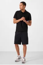 Short chino extensible léger, coupe standard, tissé, Tommylife Wholesale, noir, référence 81293