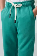 Tommylife Wholesale 7-15 Years Wide Leg Standard Fit Girls' Sweatpants 75146 Navy Green