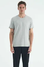 T-shirt basique Tommylife à col rond et coupe standard pour homme, gris clair chiné, référence 87911