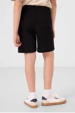 Tommylife Toptan Pamuklu Yumuşak Dokulu Standart Fit Basic Erkek Çocuk Şort 11289 Siyah