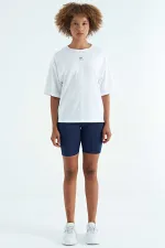 Tommylife Wholesale White Crew Neck Print Detail Oversize Short Sleeve Women's T-Shirt - 97263
