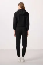 Ensemble de survêtement Tommylife Wholesale pour femme, à capuche et fermeture éclair, coupe oversize - 95328 Noir