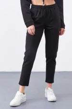 Tommylife Toptan Siyah Yüksek Bel Jogger Rahat Form Dar Paça Kadın Eşofman Alt - 94566