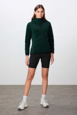 Tommylife Wholesale Hooded Standard Fit Zip-Up Women's Fleece Sweatshirt 97287 Pine Green
