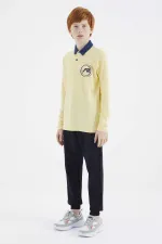 Tommylife Wholesale Waiter Size Polo Collar Standard Fit Basic Boys' Sweatshirt 11172 Yellow