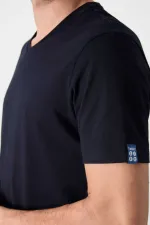 Tommylife Toptan V Yaka Standart Kalıp Basic Erkek T-Shirt 87912 Lacivert