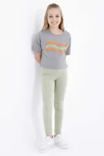 Tommylife Wholesale Grey Oversize Colorful Printed Drop Shoulder Crew Neck Girls Crop T-Shirt - 75038