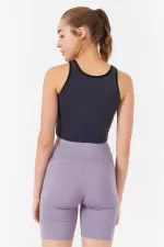 Débardeur court sans manches Tommylife, coupe ajustée, col en U, anthracite, en gros - 97162