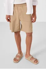 Short chino extensible léger, coupe standard, tissé, Tommylife Wholesale, beige foncé, référence 81289