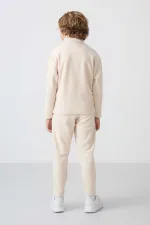 Ensemble de survêtement en polaire à col montant Tommylife Wholesale Serverer Boy, beige, référence 11218