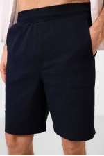 Short chino extensible léger, coupe standard, en denim bleu marine Tommylife Wholesale 81289