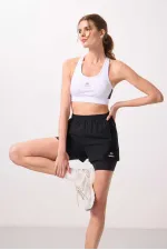 Short Tommylife en polyester, coupe standard, poche cachée, fermeture éclair, legging intégré - 91015 Noir