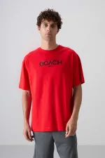 Tommylife Wholesale Crew Neck Oversize Printed Men's T-Shirt 88329 Fiesta