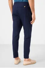 Pantalon chino extensible léger, coupe standard, tissé, Tommylife Wholesale, bleu marine, référence 82179