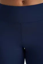 Leggings pour femmes Tommylife, taille haute, coupe slim, imprimé logo indigo - 94627