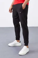 Tommylife Toptan Siyah Fermuar Cepli Dar Kalıp Jogger Erkek Eşofman Alt - 84343