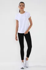 Tommylife Toptan Beyaz Basic Kısa Kol Standart Kalıp O Yaka Kadın T-Shirt - 97144