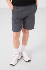 Tommylife Toptan Pamuklu Oversize Fit Dokuma Hafif Esnek Chino Erkek Çocuk Şort Takım 11278 Siyah-Gri