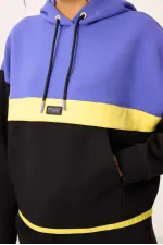 Ensemble de survêtement Tommylife Wholesale noir à capuche et blocs de couleur pour femme - 95327