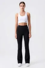 Leggings de sport évasés pour femmes Tommylife, noirs, souples et taille haute, en vente en gros - 94686 Leggings de sport évasés pour femmes Tommylife, noirs, souples et taille haute, en vente en gros - 94686