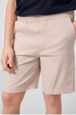 Tommylife Toptan Pamuklu Oversize Fit Dokuma Hafif Esnek Chino Erkek Çocuk Şort Takım 11279 Lacivert-Taş