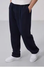 Pantalon palazzo pour homme Tommylife Wholesale, coupe confortable, surface texturée, référence 82163, bleu marine