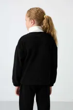 Sweat-shirt polaire à col montant et coupe standard pour filles de 7 à 15 ans, Tommylife Wholesale, noir, référence 75153