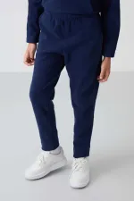 Ensemble de survêtement en polaire à col montant Tommylife Wholesale Serverer Boy, bleu marine, référence 11218